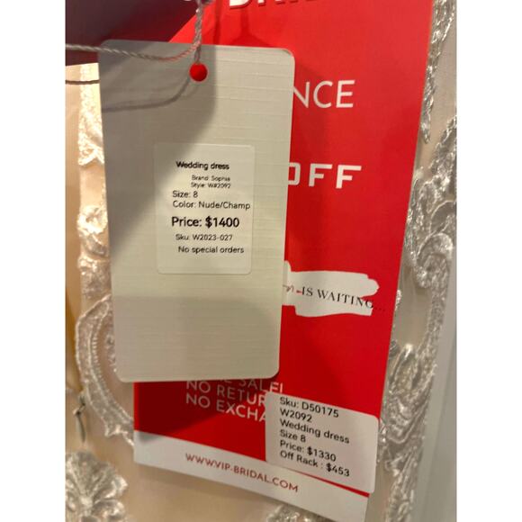 Juliette Hot Couture Strapless Ivory Sweetheart Train Lace Wedding Dress 8 NWT - Picture 8 of 8